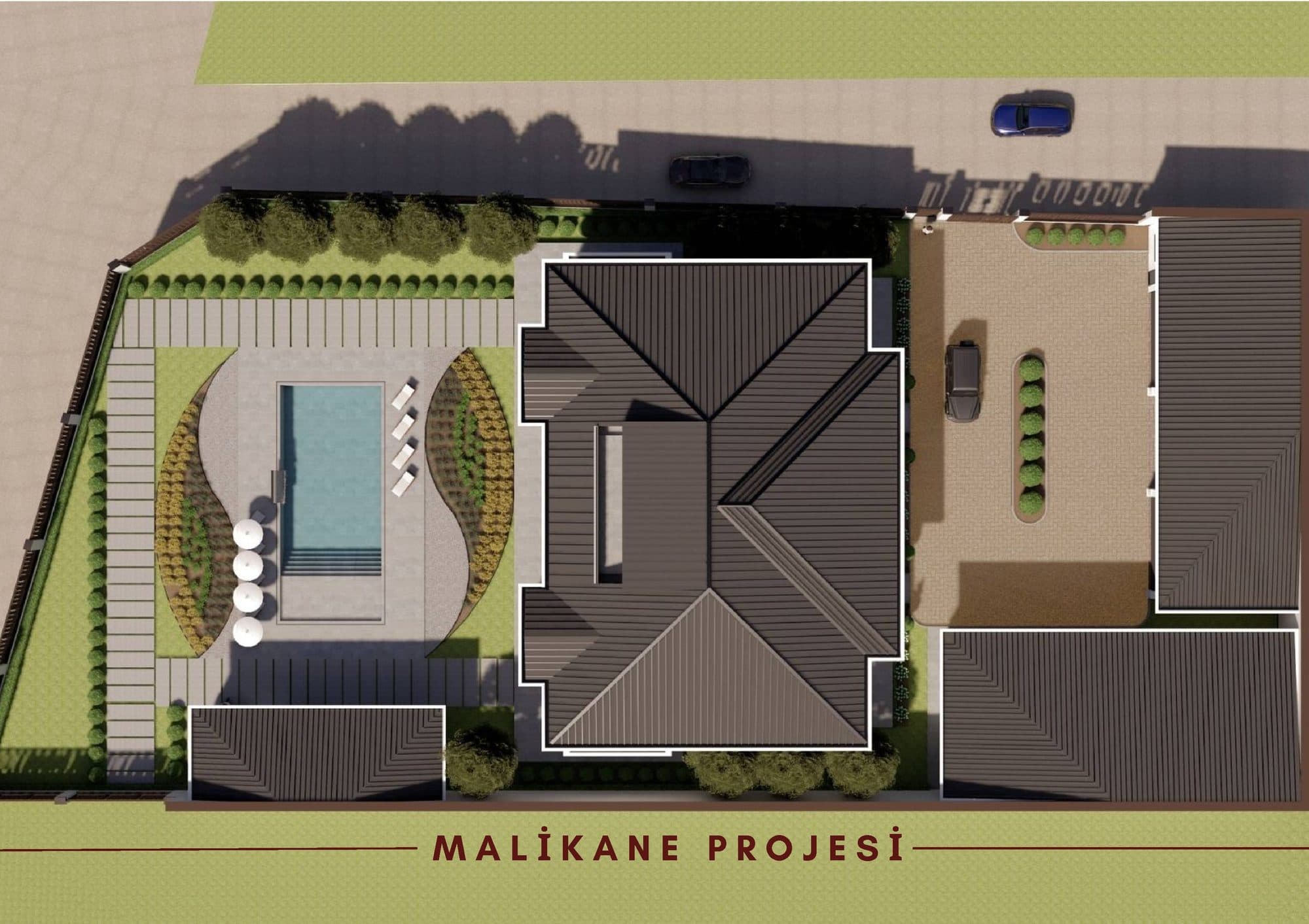 Malikane Projesi — vaziyet planı ve çatı planı