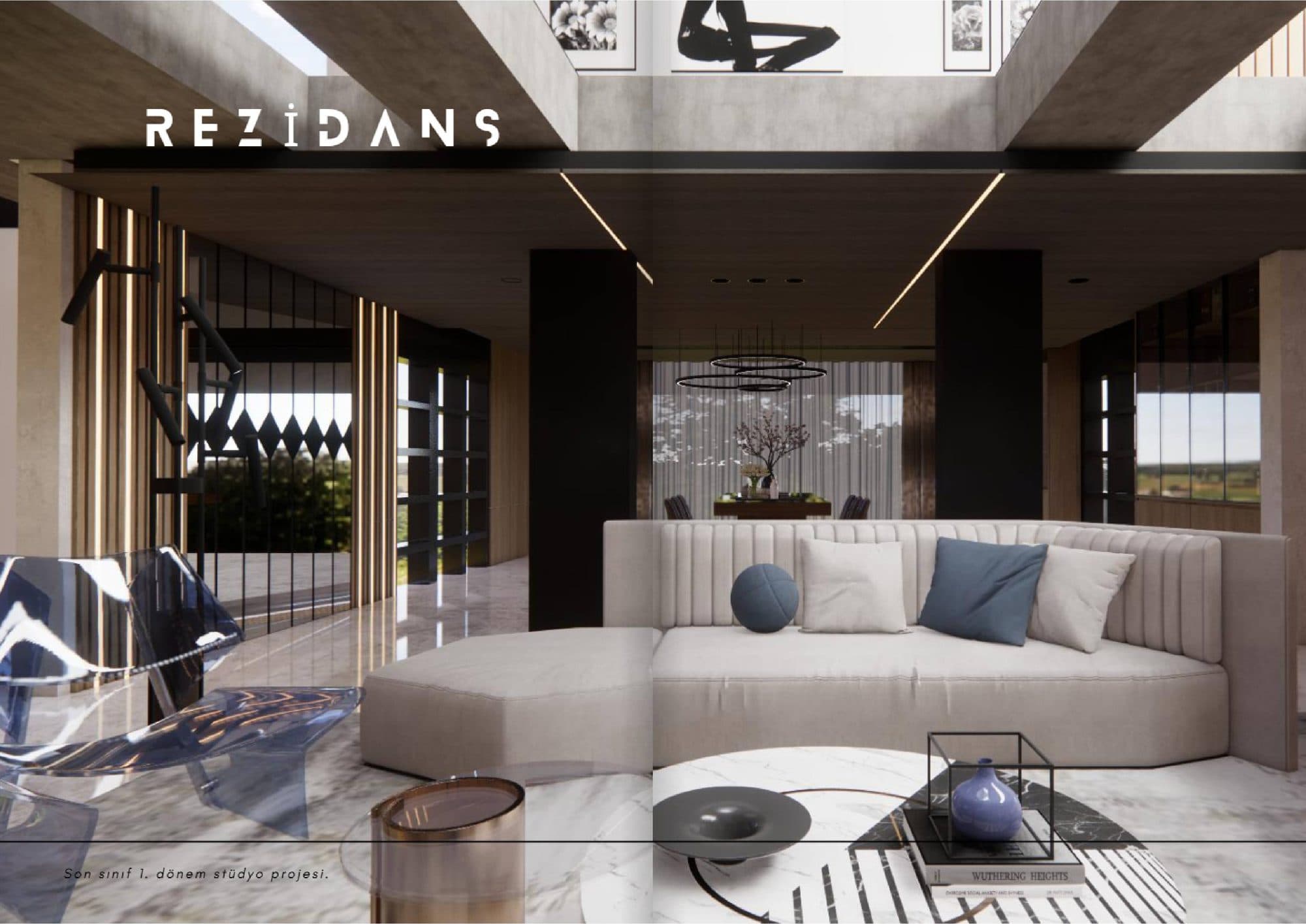 Sanatçı Rezidansı — çift yükseklikli salon ve sergi duvarı